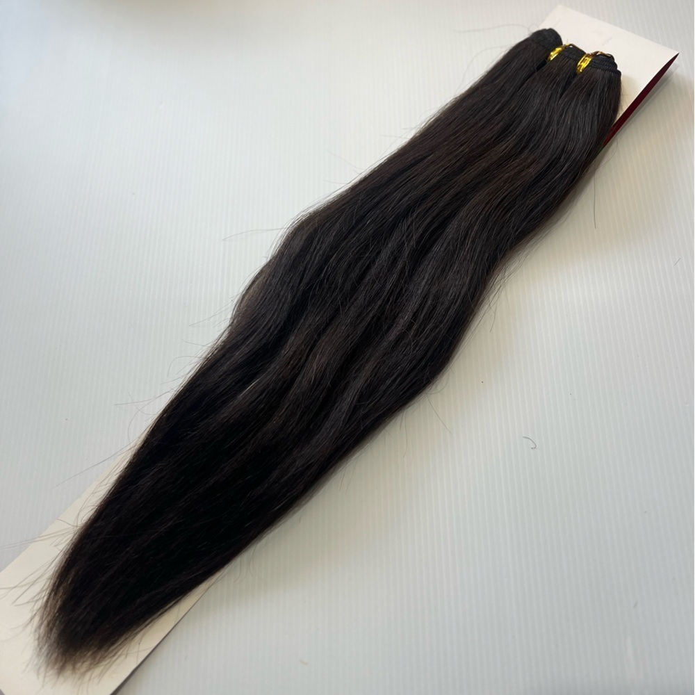 18 Inch Real Human hair Extensions 1B Black Weft Straight |The Sassy col…